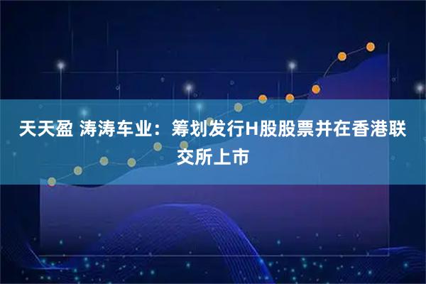 天天盈 涛涛车业：筹划发行H股股票并在香港联交所上市