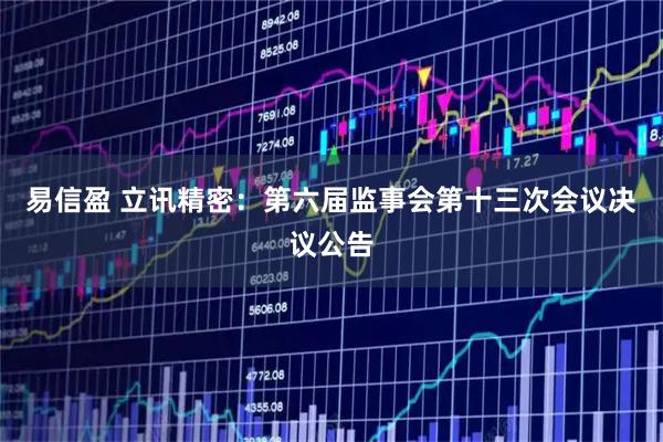 易信盈 立讯精密：第六届监事会第十三次会议决议公告