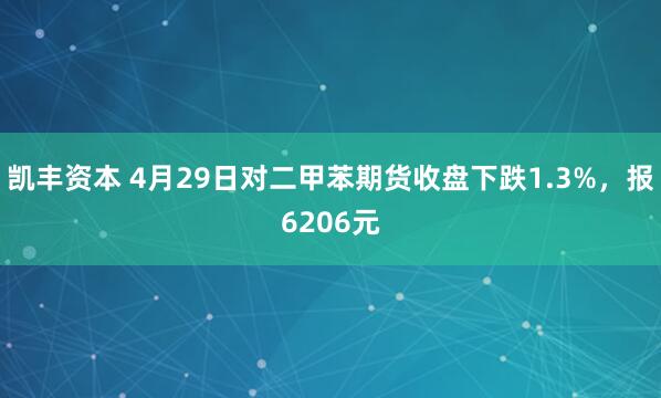 凯丰资本 4月29日对二甲苯期货收盘下跌1.3%，报6206元