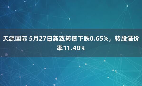 天源国际 5月27日新致转债下跌0.65%，转股溢价率11.48%