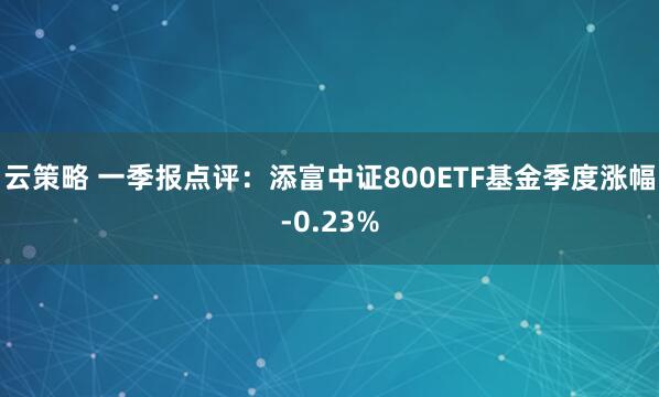 云策略 一季报点评：添富中证800ETF基金季度涨幅-0.23%